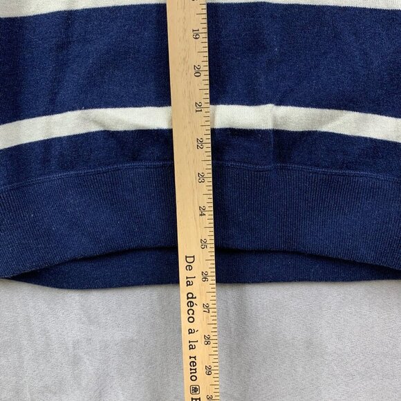 Gap Mens Sweater Large Blue White Striped V-Neck Long Sleeve 100% Cotton Preppy - Picture 5 of 7